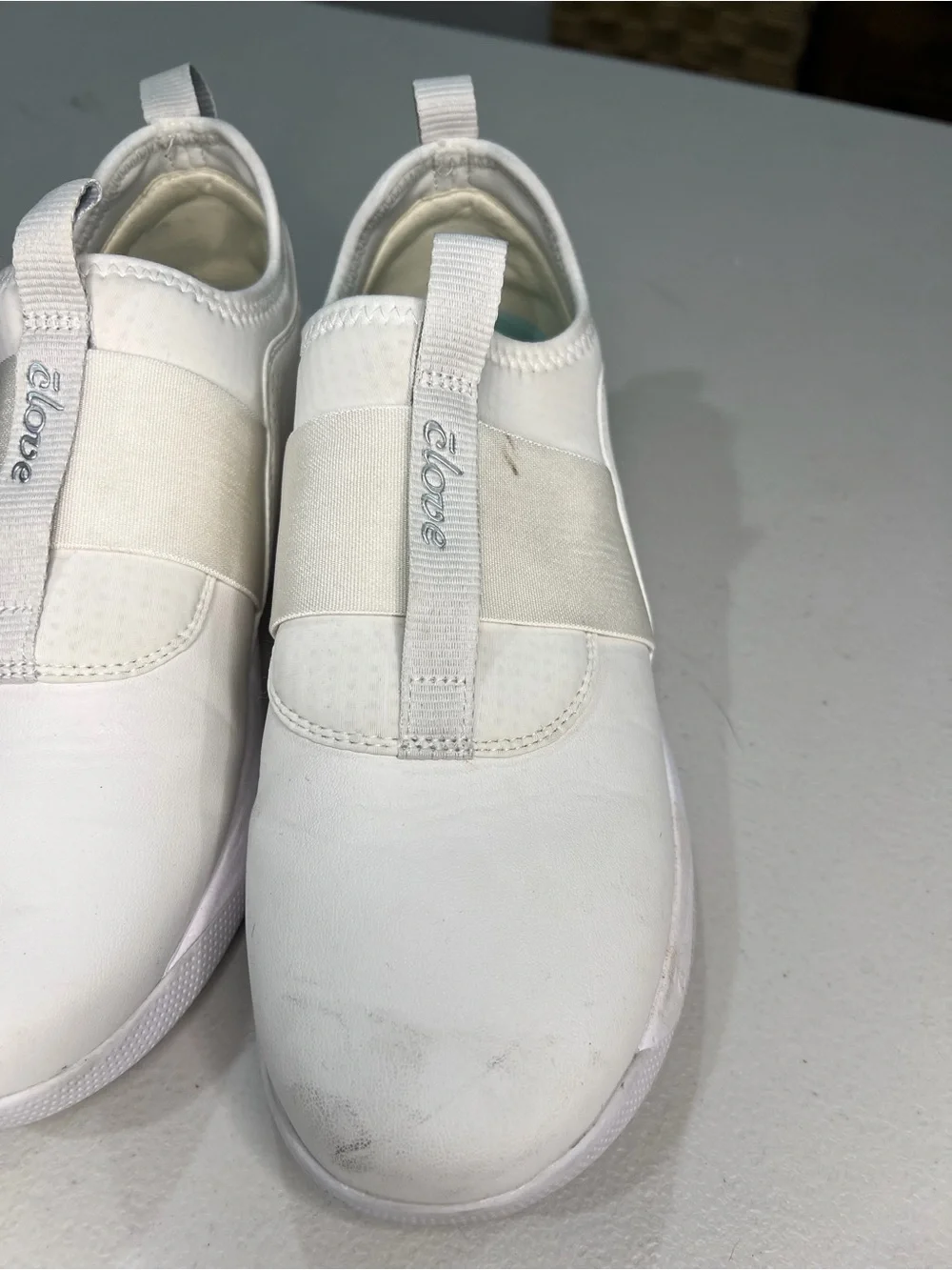 Clove White Elastic Slip-On Sneakers